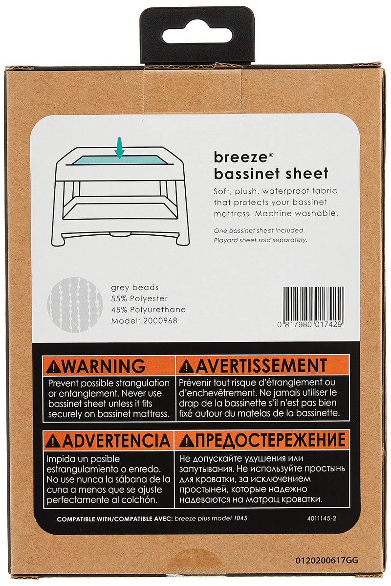 4moms Breeze Bassinet Sheets, Machine Washable, Soft, Plush, Waterproof Fabric, Grey Beads - Image 5